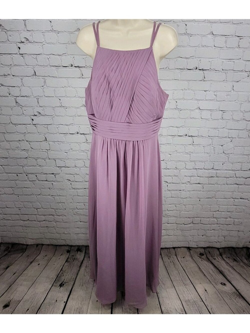 Azazie Purple Chiffon Strappy Pleated Lined A-Line Bridesmaid Dress Custom Size